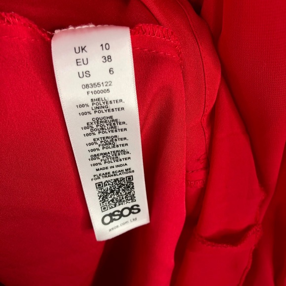 ASOS Red Pleated Trapeze Off the Shoulder Dress 6 - Picture 5 of 5